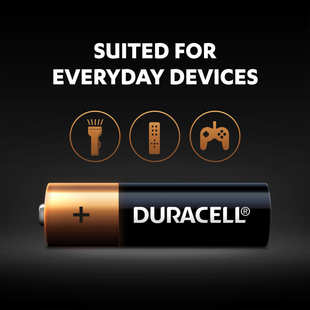 Duracell AA batteries are multi-purpose alkaline batteries