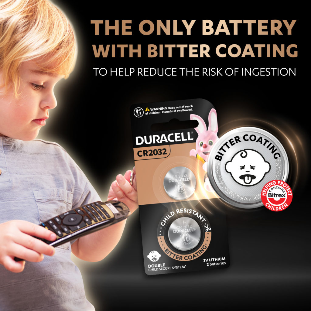 Duracell Specialty 2032 Lithium Coin Battery 3 V, Pack of 4, with Baby  Secure Technology (CR2032)
