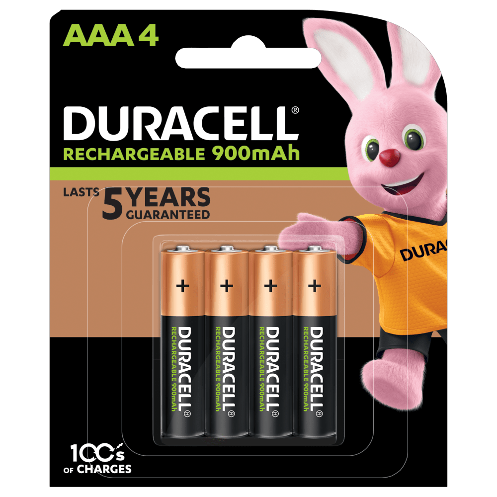 Duracell Rechargeable 900mAh AAA Batteries 4 piece pack