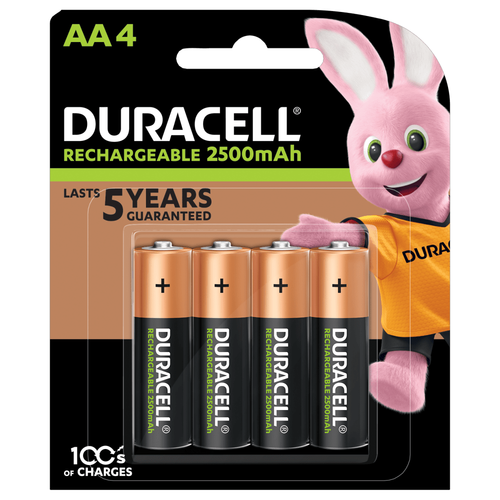 Duracell Rechargeable AA Batteries 2500mAh 4 piece pack