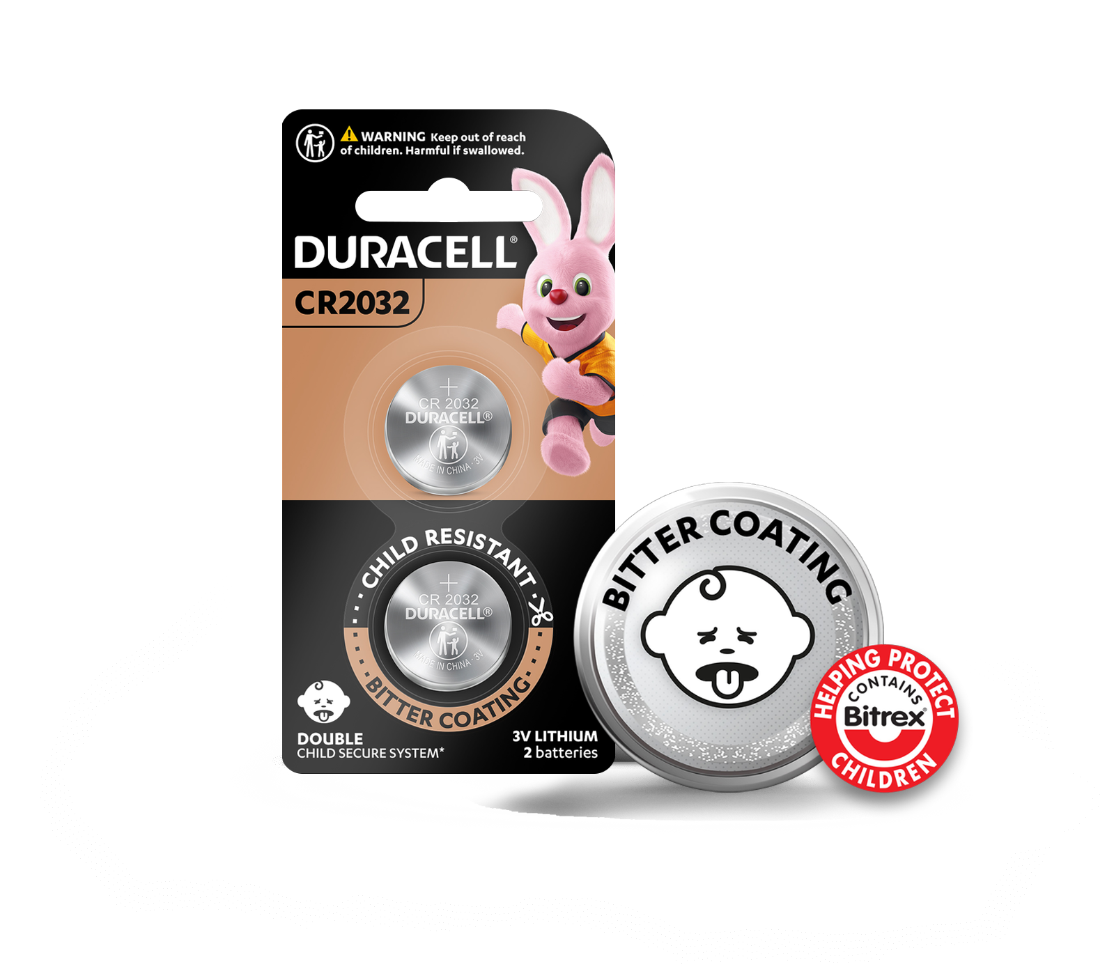 Duracell Lithium coin battery with bitter coating Lithium CR2032