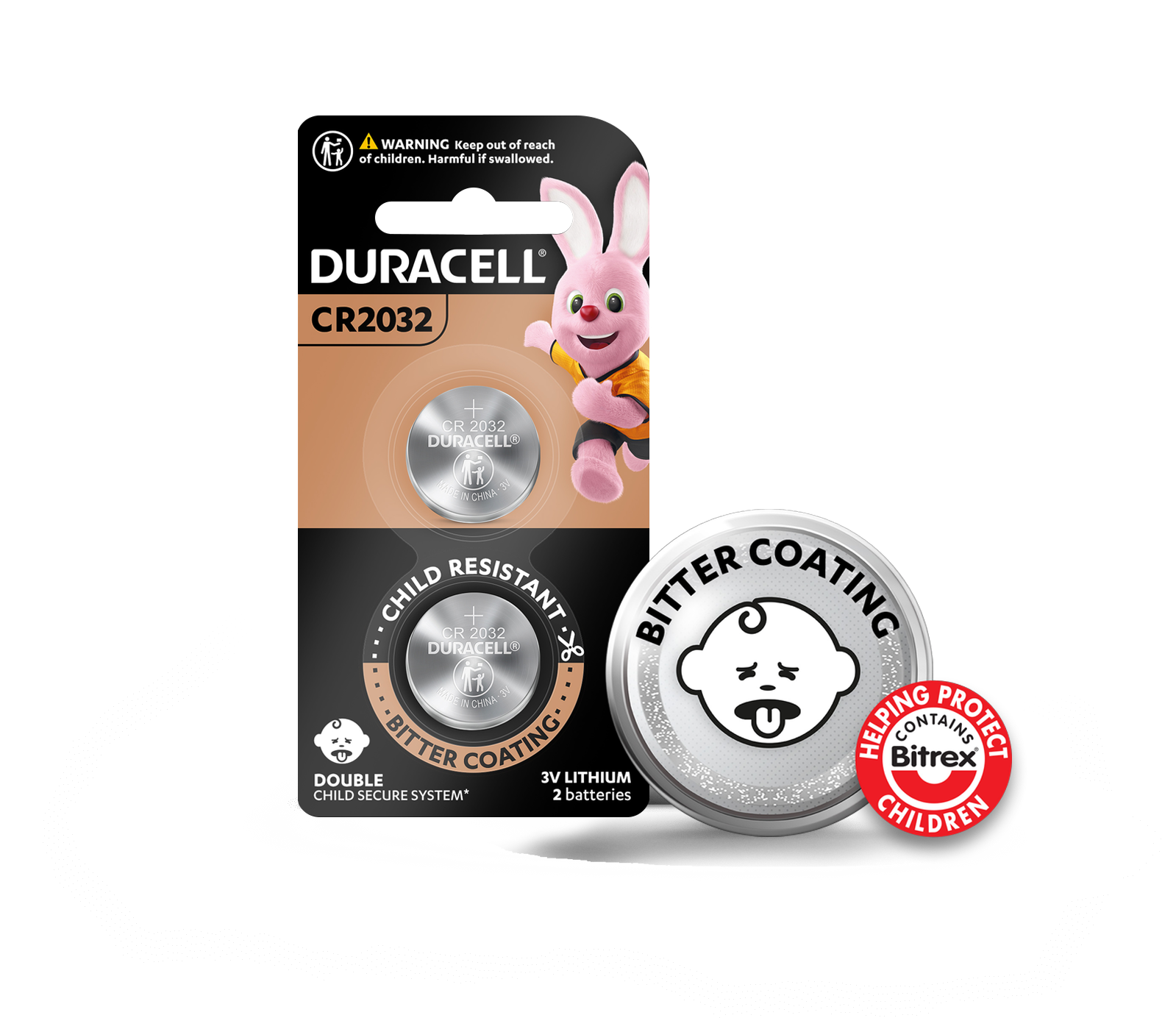 Duracell CR 2032 Lithium Coin Battery with Bitter Coating